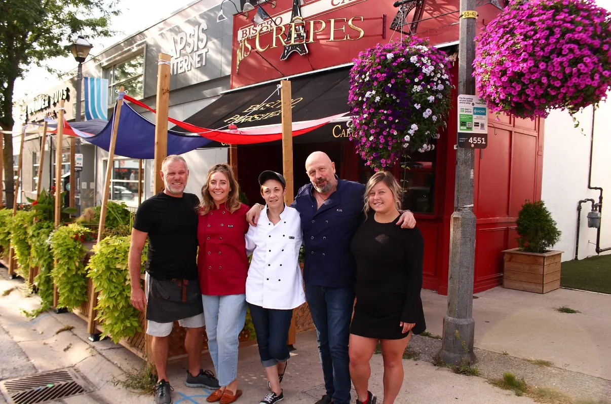 The Paris Crêpes Café team outside the restaurant at 4613 Queen Street, Niagara Falls